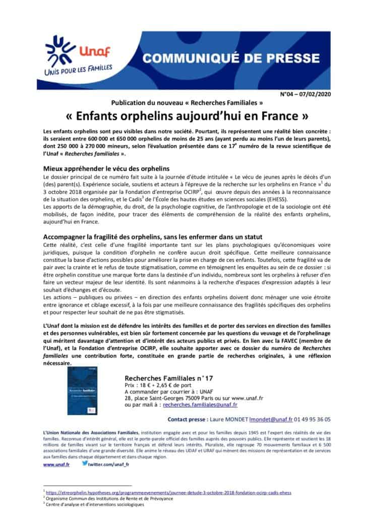 conférence orphelins France