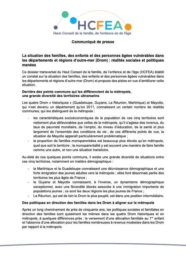 communiqué_HCFEA_situation_famille_enfants_personnes_agées_vulnérables