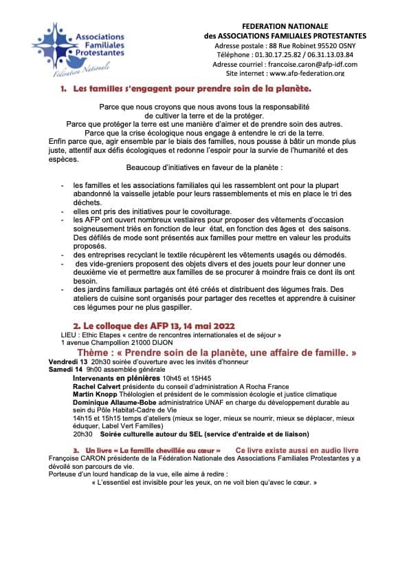 lettre conférence mouvements familiaux