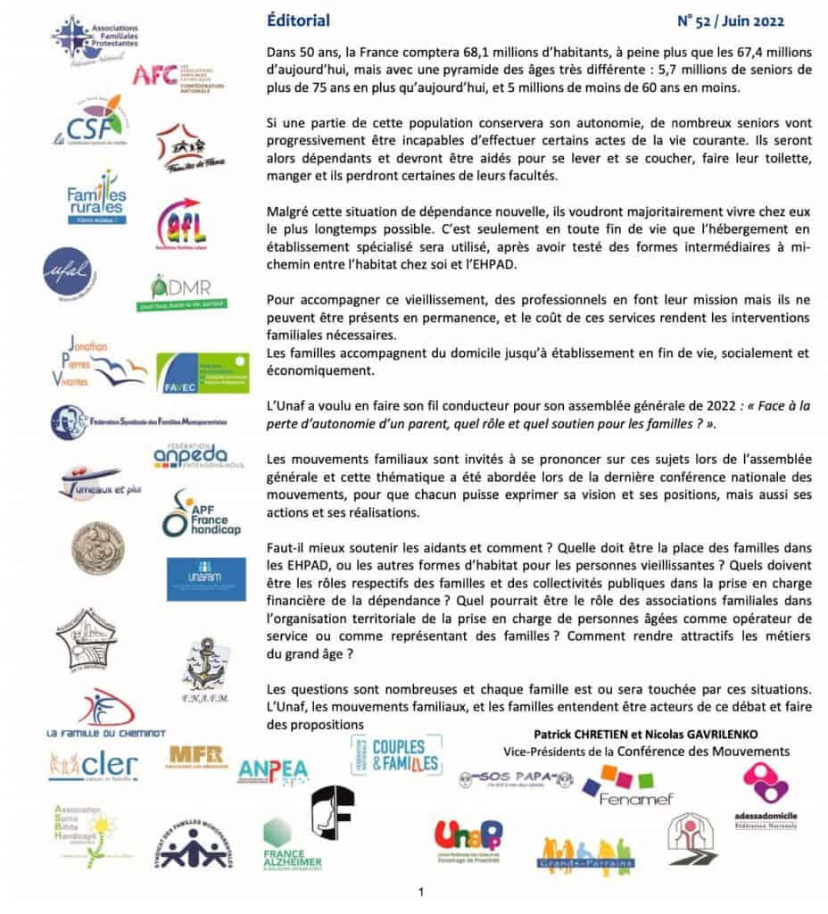 lettre conférence mouvements familiaux